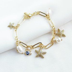 Kate Spade Sea Star Charm Crab Bracelet Gold